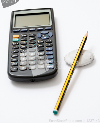 Image of Calculator and pencil