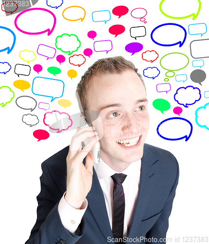 Image of Business man talking in cell phone