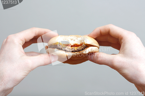 Image of Man eating burger