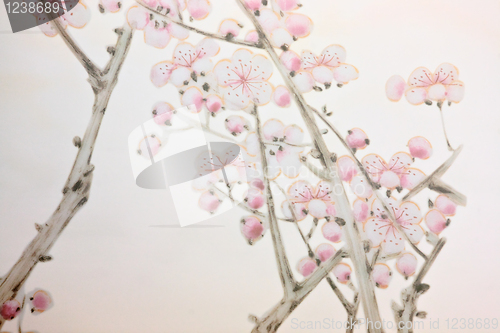 Image of chinese style cherry tree background