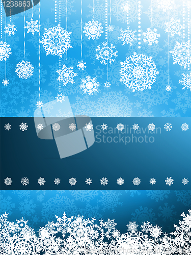 Image of White  Snowflakes on Colorful blue christmas