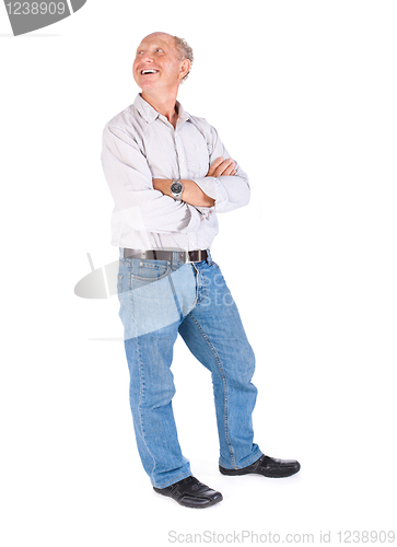 Image of Aged grandpa posing in casuals