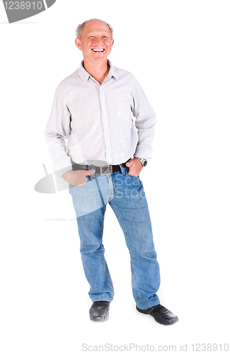 Image of Aged grandpa posing in casuals