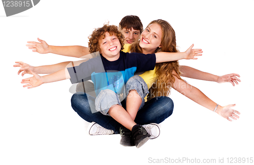Image of Family having fun on the floor