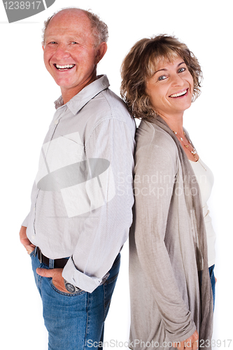 Image of Elder couple lovers, back to back