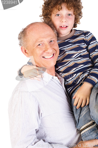 Image of Grandfather and grandson smiling