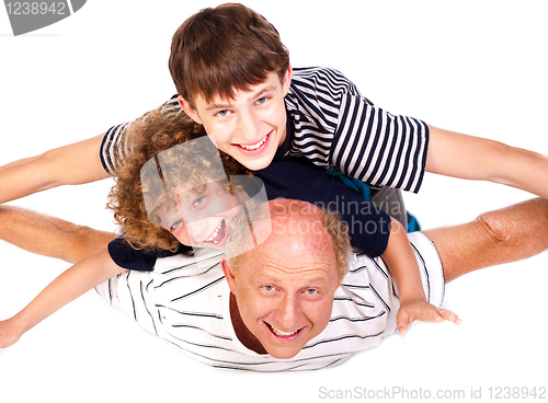 Image of Father having fun with kids