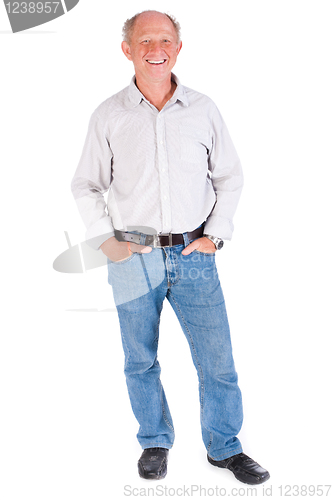 Image of Studio portrait of smiling senior man