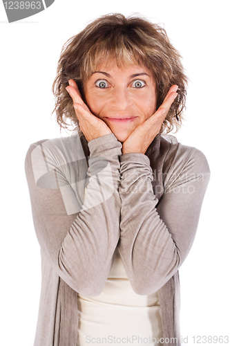 Image of Smiling senior woman, Isolated