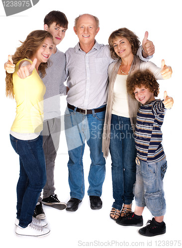 Image of Stylish thumbs-up family