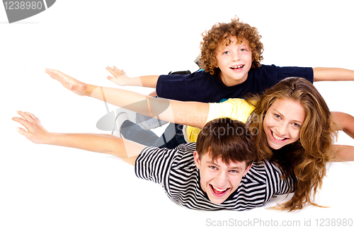 Image of Happy family isolated on white background