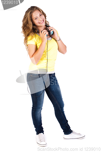 Image of Girl with headphones, isolated