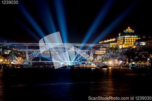 Image of Dom Luis I bridge at night 