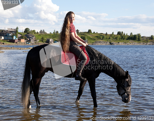 Image of The girl lead a horse to water