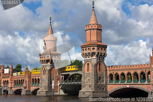 Image of Berlin Upper tree bridge with a train