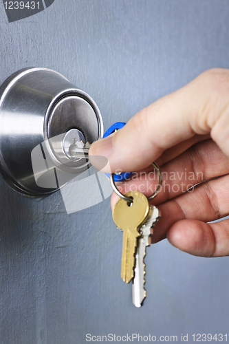 Image of Hand inserting keys in lock