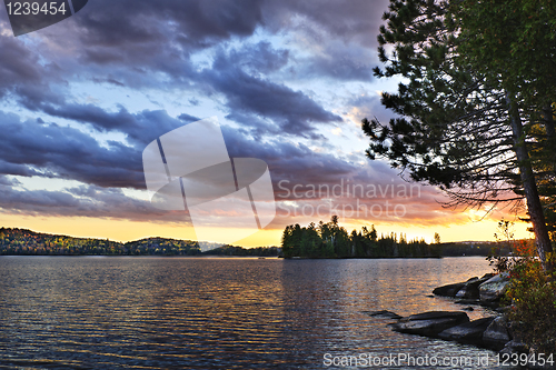 Image of Dramatic sunset at lake