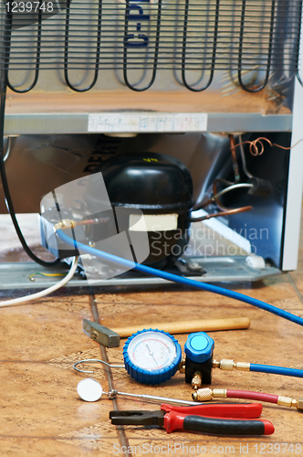 Image of refrigerator repair and maintenance work