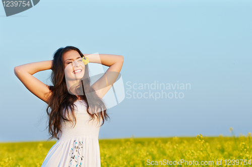 Image of smiling girl at summer outdoors