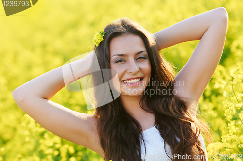 Image of smiling girl at summer outdoors