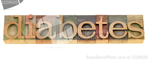 Image of diabetes - word in letterpress type