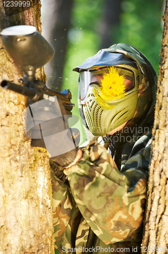 Image of paintball player head shot