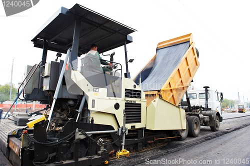 Image of tracked asphalt paver