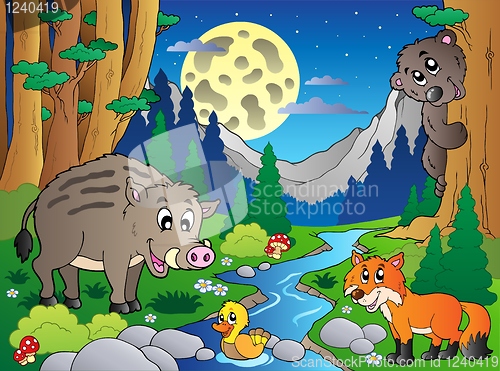 Image of Forest scene with various animals 4