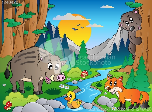 Image of Forest scene with various animals 3