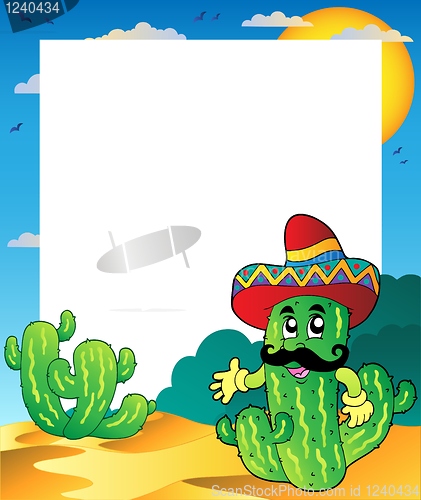 Image of Frame with Mexican cactus
