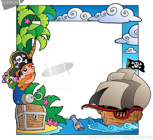 Image of Frame with sea and pirate theme 2