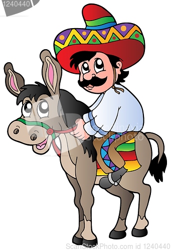 Image of Mexican riding donkey