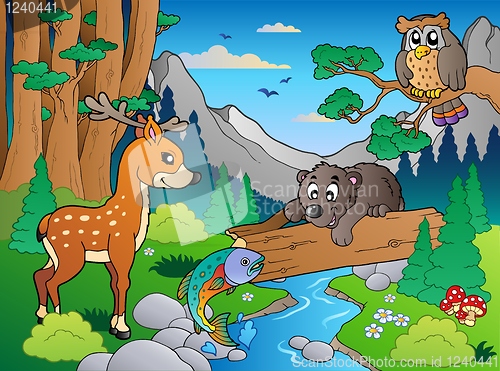 Image of Forest scene with various animals 1