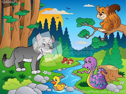 Image of Forest scene with various animals 5