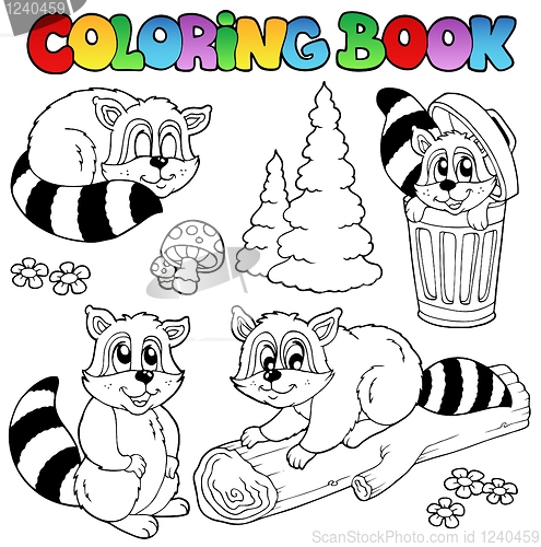 Image of Coloring book with cute racoons