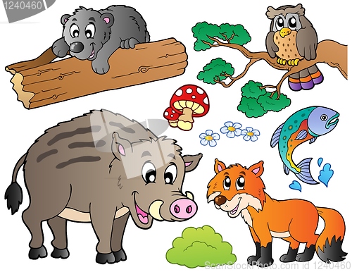 Image of Forest cartoon animals set 1