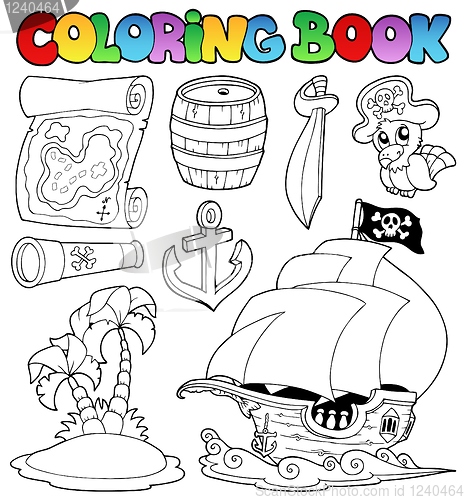 Image of Coloring book with pirate objects