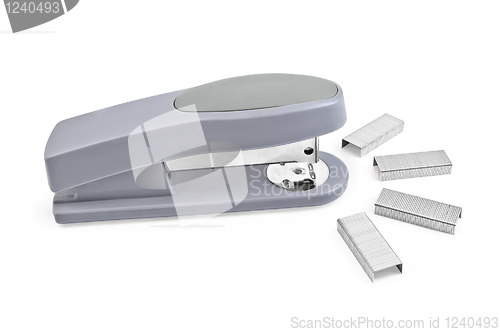 Image of Gray stapler with staples