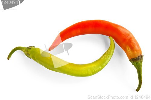 Image of Green and orange hot pepper