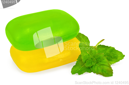 Image of Green and yellow soap with mint