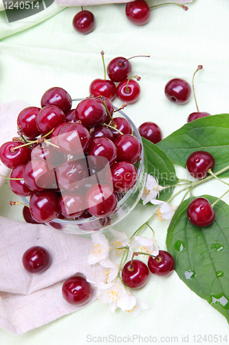 Image of Sweet cherry in glass bowl