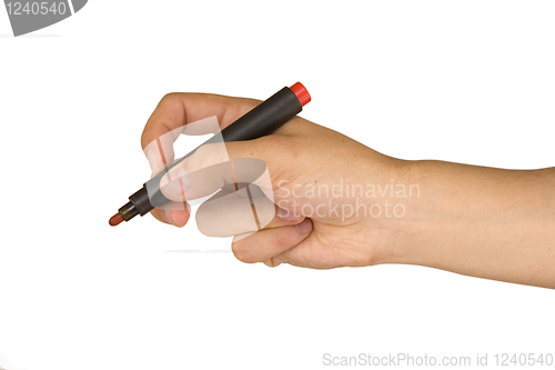 Image of male hand with red marker