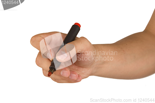 Image of male hand with red marker