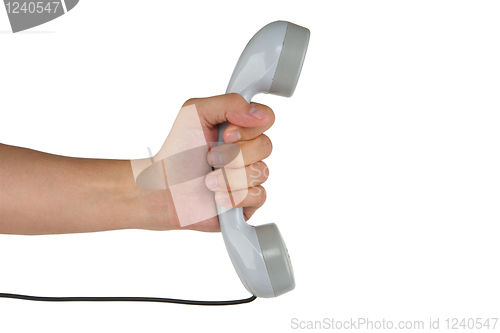 Image of Telephone receiver in hand