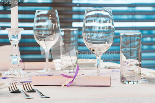 Image of catering table with stemware