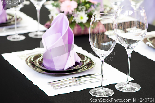 Image of close-up catering table set