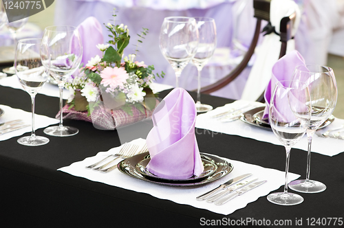 Image of close-up catering table set