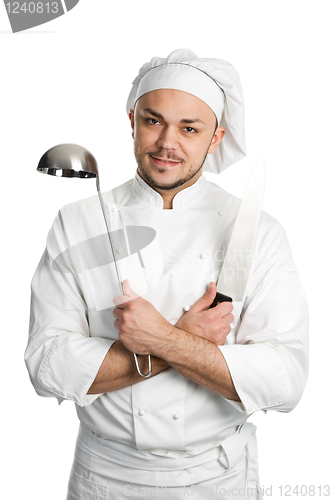 Image of chef with ladle isolated
