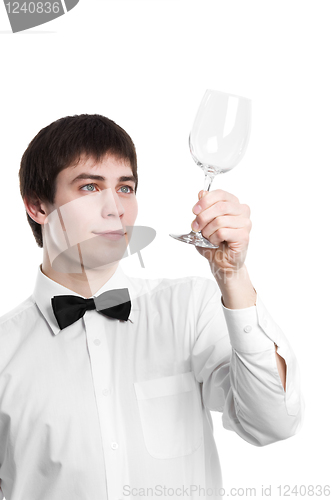 Image of waiter with glass isolated