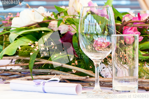 Image of close-up catering table set